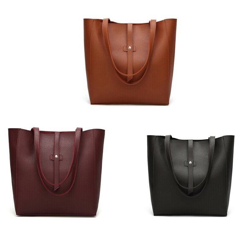Women's Big Shoulder Bag Handbag Soft Leather Bag Stray Wallet Black Y7W5