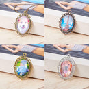 30Pcs Oval Pendant Trays Bezel with Dome Glass Cabochon for DIY Jewelry  VTU