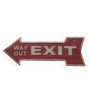 Retro Style WAY OUT Exit Art Decor Arrow Shape Cast Iron Painted Metal Plate