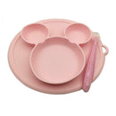 Silicone Cushion Baby Plate with Spoon for Kid Infant Tableware Bowl (Pink) A