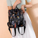 Fashion Burglar-Proof Feather Print Backpack Women'S Oxford Waterproof Trav