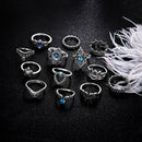 13 Piece Set Rings Fashion Retro Boho Dainty Bohemian Party Star gem Jewelry Hn
