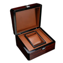 Premium Brown Wood Watch Box Single Slot Jewelry Storage Holder Square