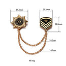 Retro Alloy Chain Brooch Pins Anise Star Shield Army Badge Mens Accessories