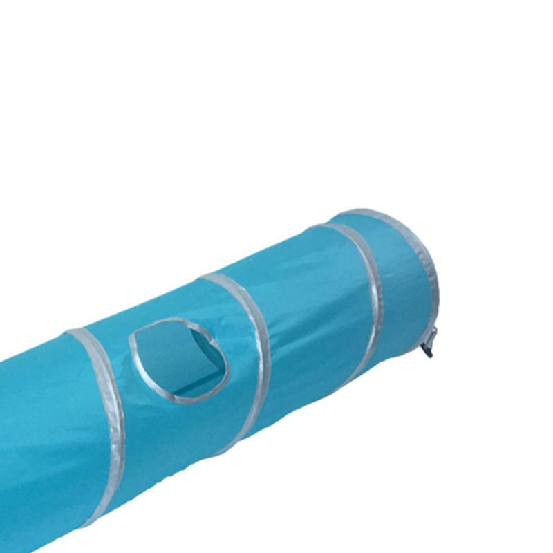 Foldable Cat Tunnel Cat Tent Cloth Two Suspend Balls for Kitten Fun Blue