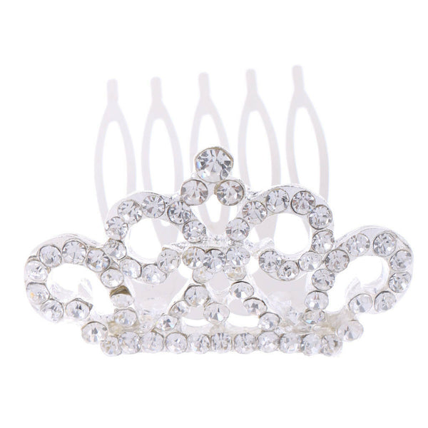 Princess Crystal Crown Mini Hair Comb Tiara for Wedding Bridal Headpiece
