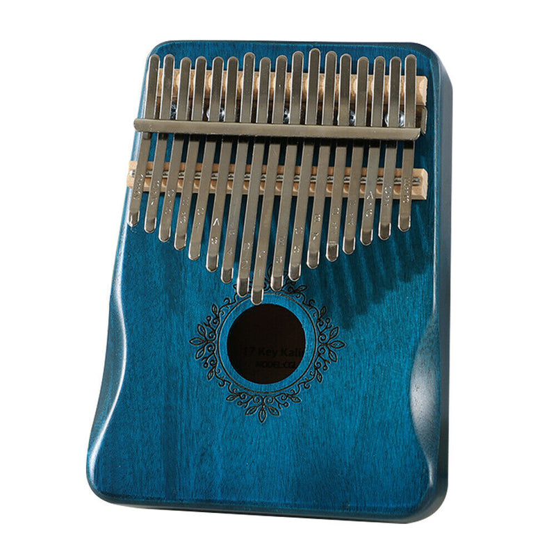 17 Keys Wooden Kalimba Mahogany Thumb Piano Percussion Instrument (Blue)