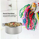 Parrot Feeding Cup Bird Food Dish Stainless Steel Parrot Feeder with Cage P