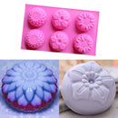 6-Cavity Flower Shaped Silicone DIY Handmade Soap Cake Craft Mould Newest Useful