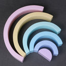 Colorful Wood Rainbow Building Blocks Toys Creative Assembling Blocks Circl Y9B2