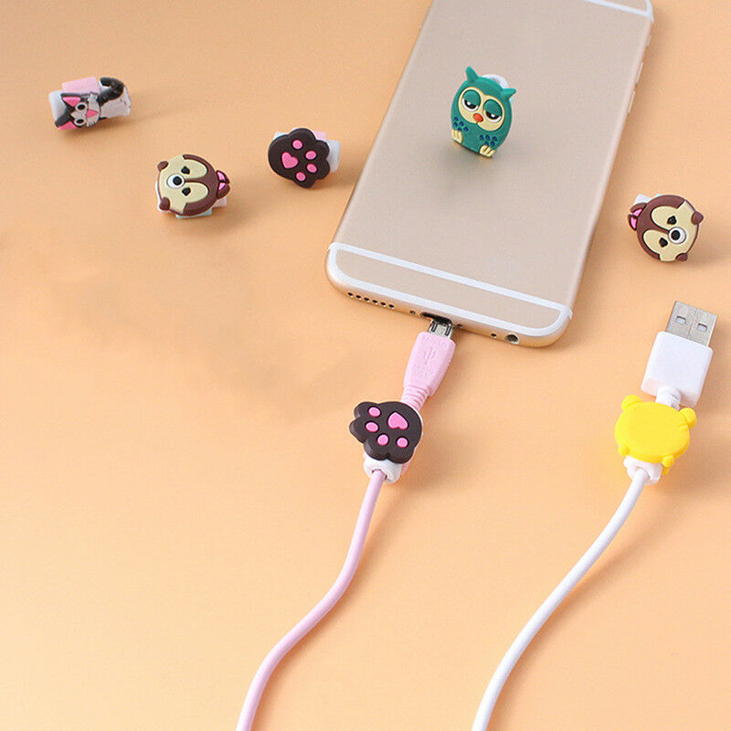 6X Cartoon Charging Cable Protector Cute Cord Protection Cover Organizer Wire LJ