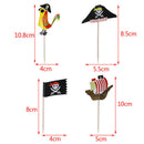 20pcs Cake Toppers Pirate Theme Fruit Picks Insert Card Halloween Party Dec BX