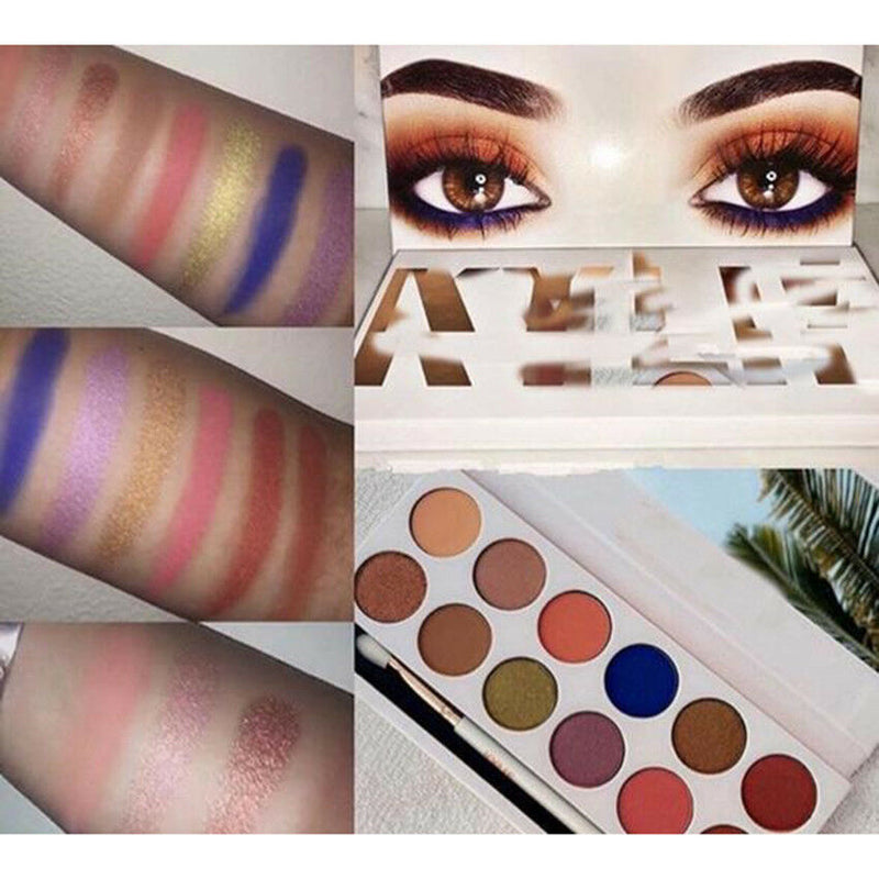12 Colors Matte Shimmer Eyeshadow Eye Shadow Palette Makeup Cosmetic Set Brush