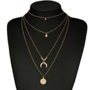 Multilayer Choker Horn Long Crescent Moon Pendant Necklace Chain Jewelry WomenBX