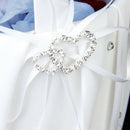 Double Heart Wedding Flower Girl Basket Rhinestone Decor White K6E2