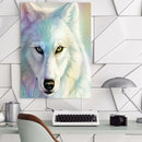 White Fur Wolf Staring Full Round Rhinestone DIY Diamond Painting 30x40cm