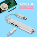 Type C Converter 3.5mm USB C Audio Earphone Jack PD Charging 3 in 1 Adapter