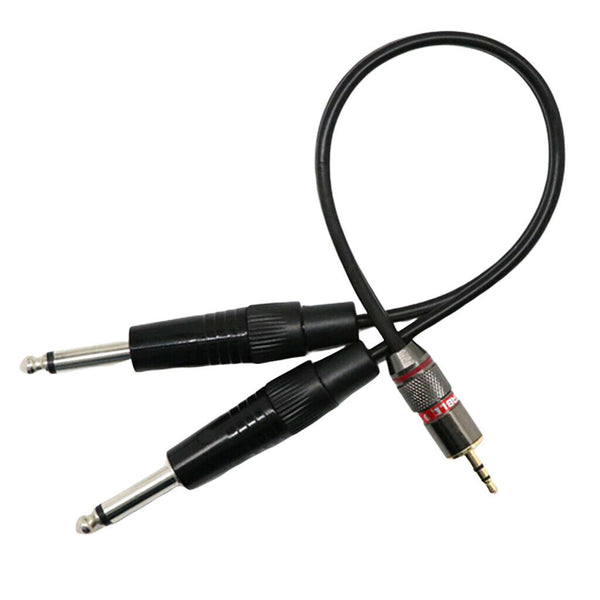 1x 3.5mm 1/8" To 6.35mm 1/4" Mono Stereo Plug Splitter Cable Black