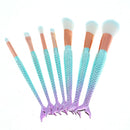 7pcs Green Gradient Purple Beauty Fishtail Makeup Brush Set