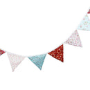 12 Flags Red Pink Blue Cotton Fabric Bunting Pennant Banner Birthday Party