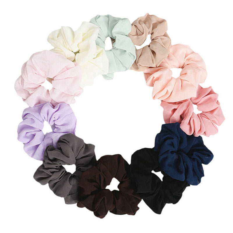 11Pcs Colorful Sheer Chiffon Flowrs Hair Scrunchies Large Intestine Rings Cloth