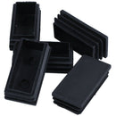 5 Pieces Rectangle Stoppers Tube Blind End Plates 60mm x 30mm Black
