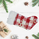 Christmas Stocking Candy Bag Xmas Tree Snowflake Plaid Socks (Red+White)