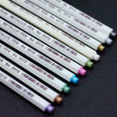 10Colour Metallic Art Marker Fine Liner Coloring Brush Pens Craft School Y W1U4