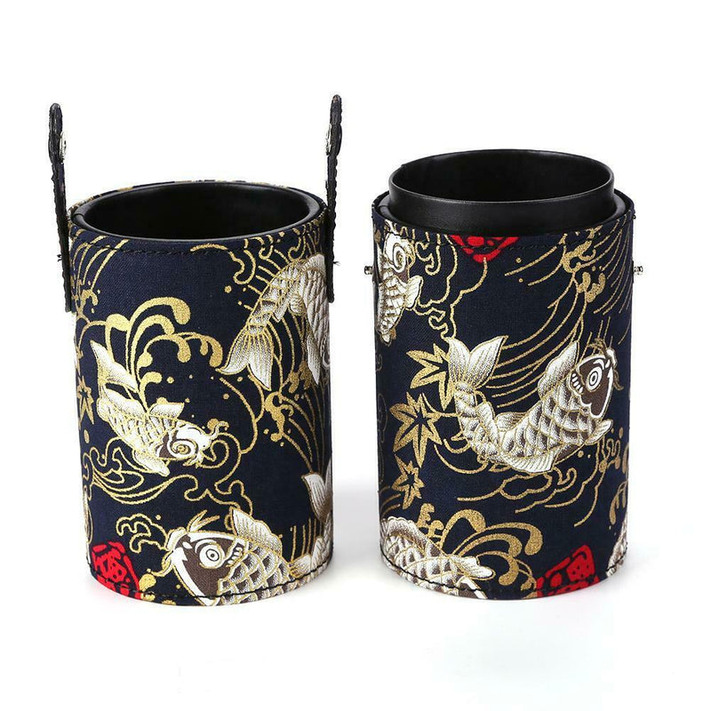 Retro Print Cloth Makeup Brush Holder Cosmetic Pens Storage Cup (Black S) A