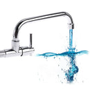 Kitchen Basin Faucet Wall Mounted Single Cold Water Tap Crosswise Chrome Plated
