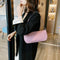 Elegant Leather Women Shopping Handbag Candy Color Shoulder Tote Bag (Pink)