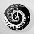 Elegant Piano Key Clock Music Notes Wave Round Modern Wall Clock Without Ba