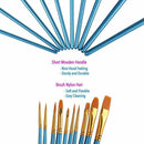 10Pieces Round Pointed Tip Nylon Hair Brush Set With 2 Piece Paint Tray Pal
