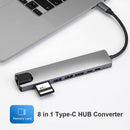 USB Ports 8 in1 Type-C HUB Converter 4K HDMI 2 USB3.0 C PD SD/TF RJ45 Adapter UK