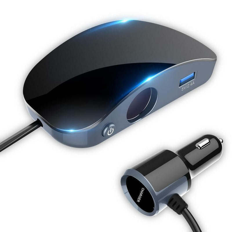 2-Way Car Cigarette Lighter Socket Splitter+ 3-Port USB Charger Adapter
