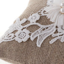 Retro Engagement Wedding Ring Pillow Flower Pearls Cushion Bearer Holder