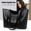 Solid Color Shoulder Handbags Women PU Leather Top-handle Bags Large Totes