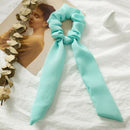Fashion Chiffon Ribbon Girl Hair Ponytail Elasticity Solid Color Headwear A