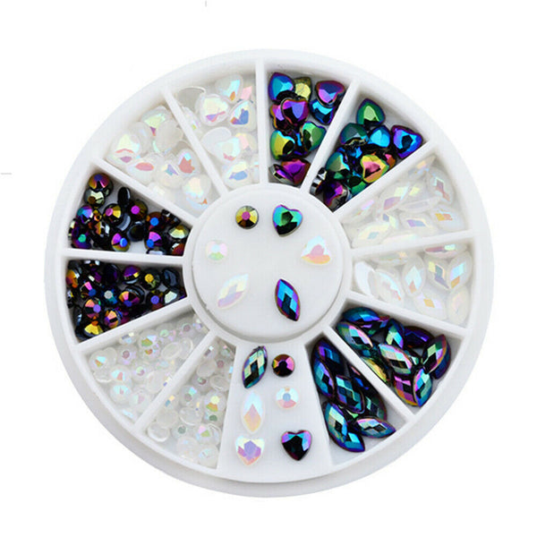 Multi-grids Peach Heart Round Nail Art Decorations Rhinestone Nail Ornament