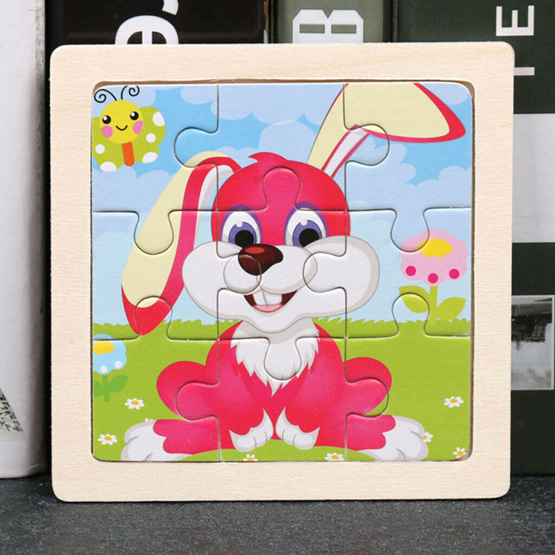 2x Wooden Animal Puzzle Baby Toldder Preschool Kids Early Education Toys