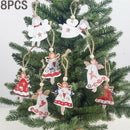 8Pc Christmas Ornament Wooden Crafts Hanging Pendants Xmas Tree Home DecoraSEAU