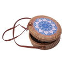 Round Rattan Crossbody Bag,Straw Boho Bag For Women Purse Handmade Clutch W