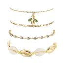 4pcs Boho Bee Shell Rhinestone Anklet Women Beach Food Chain Jewelry Gifts