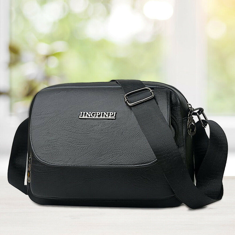 Women Washed PU Crossbody Bag Large Capacity Mother Zipper Shoulder Pouch