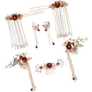 Chinese Traditional Wedding Comb Hair Stick Earring Set for Costume Drama