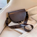 Retro Crossbody Handbag Women Semicircle PU Leather Shoulder Bag (Coffee) A