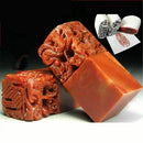 Chinese Traditional Five Dragons Scarlet Carving Sculpture Name Stone Jade Seal