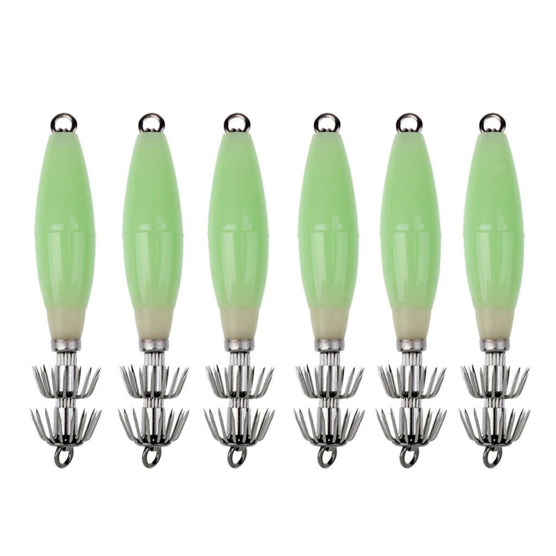 6pcs Luminous Body Fishing Lure Squid Jig Hook Sea Fishing Hooks Fishhooks