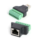 2pcs RJ45 Male + Female Plug to 8 Pin AV Terminal Screw Adapter for CCTV