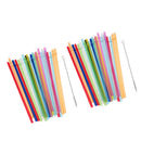 50 Set Reusable Colorful Hard Plastic Straws+2x Brush For